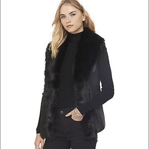 Express Faux Suede & Fur Vest